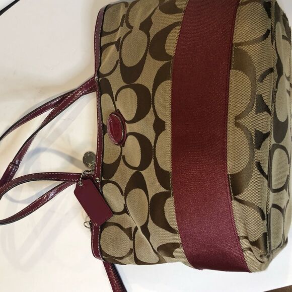 Coach maroon burgundy top zip shoulder bag - Picture 8 of 15